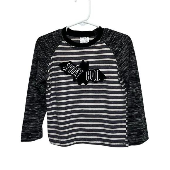 Unbranded Other - Halloween Bat Spooky Cool Striped Top Kids Size Small 6 Raglan Long Sleeve